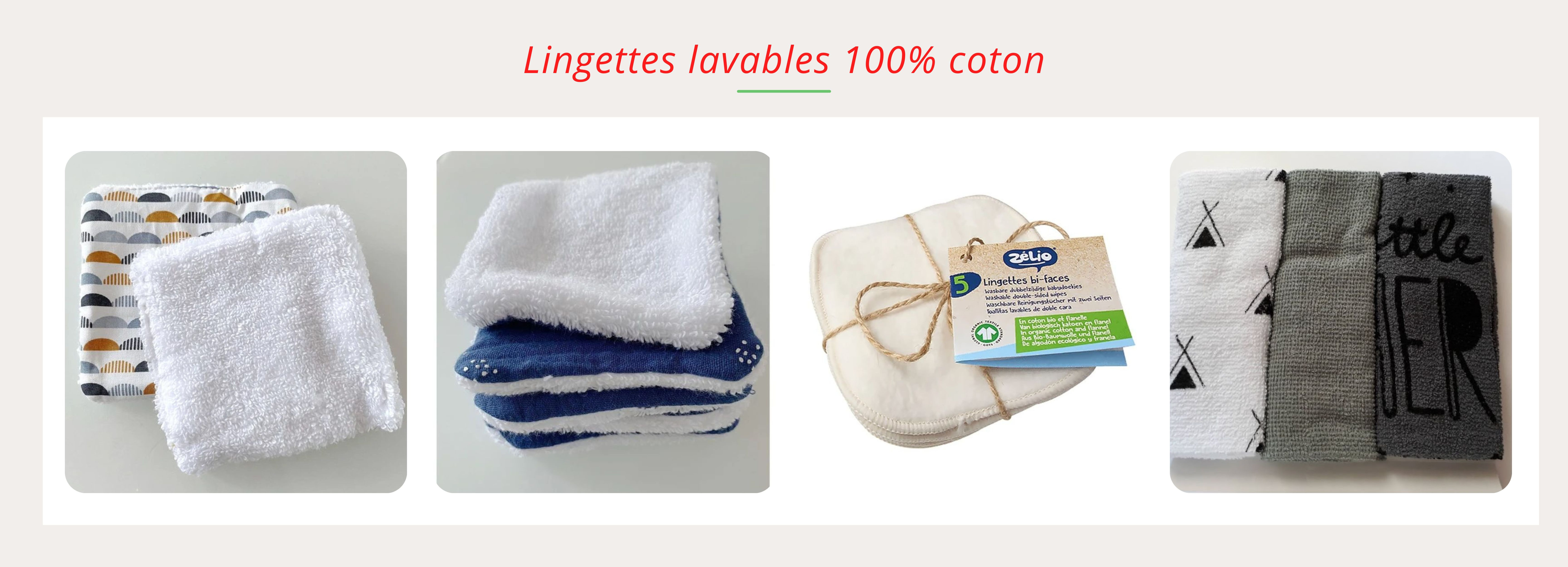 Lingettes lavables 100% coton